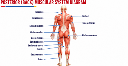 Posterior muscular system diagram from the course material